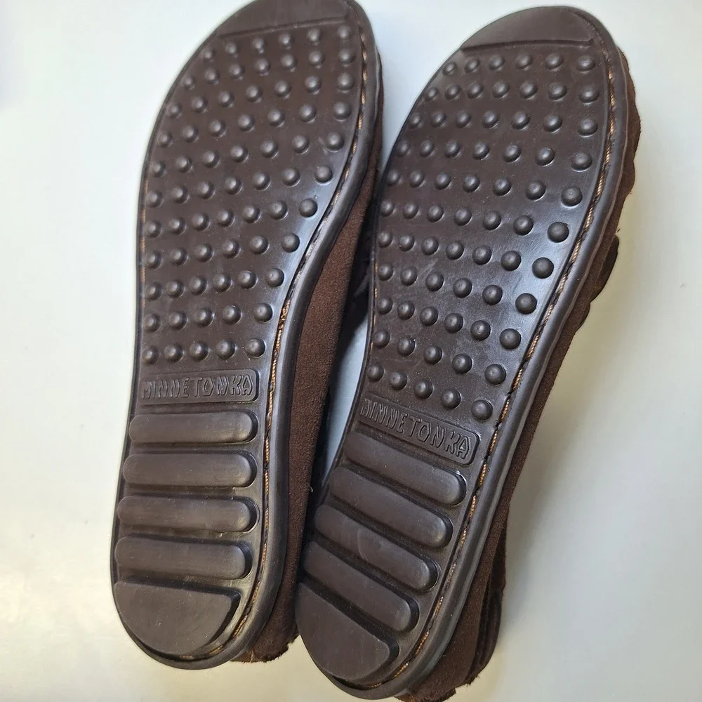 Minnetonka Child Boys Moccasins Shoes Chocolate Brown Size 3 Suede‎ Native Finge